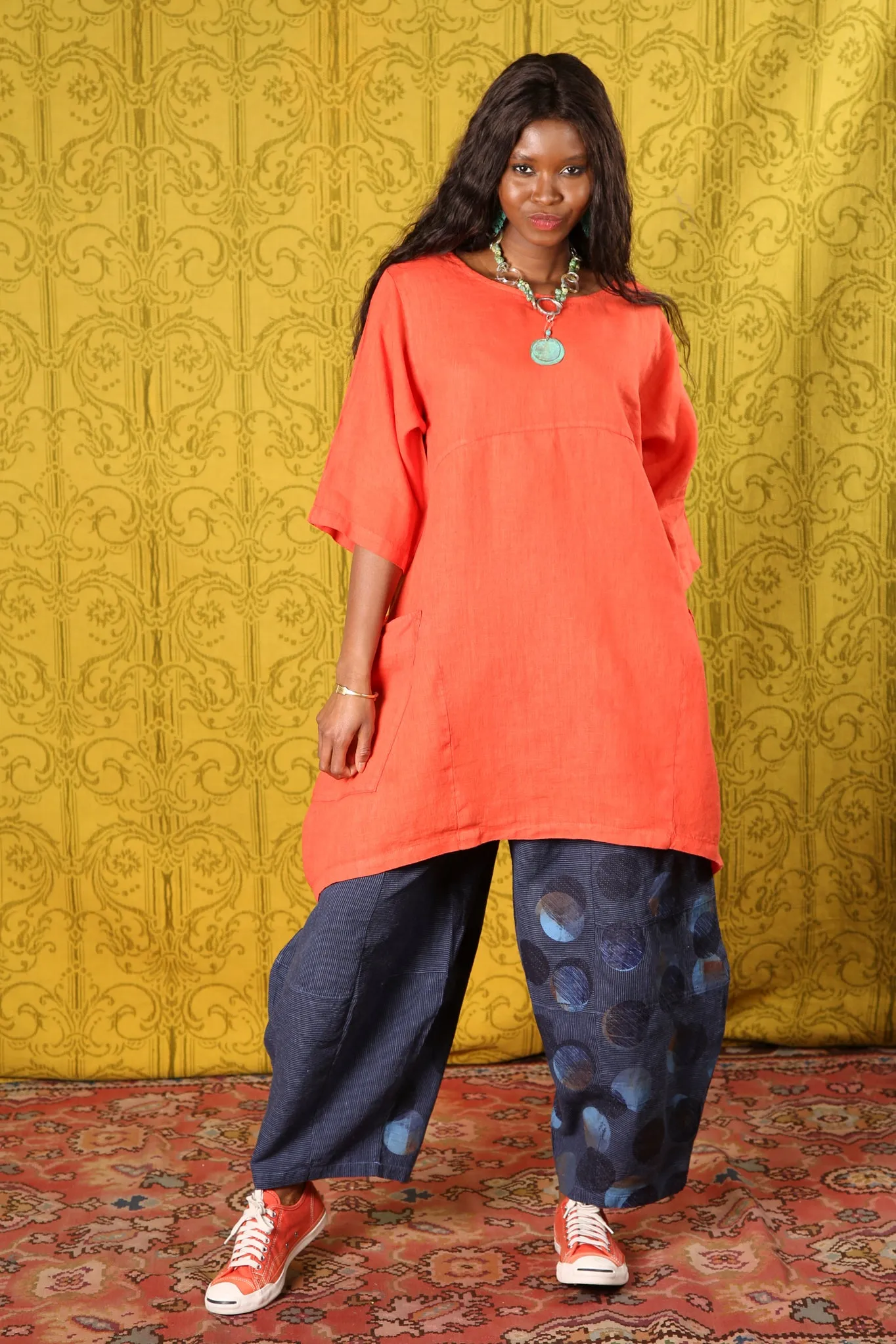 2270-Spring Linen Urchin Tunic Saffron-U