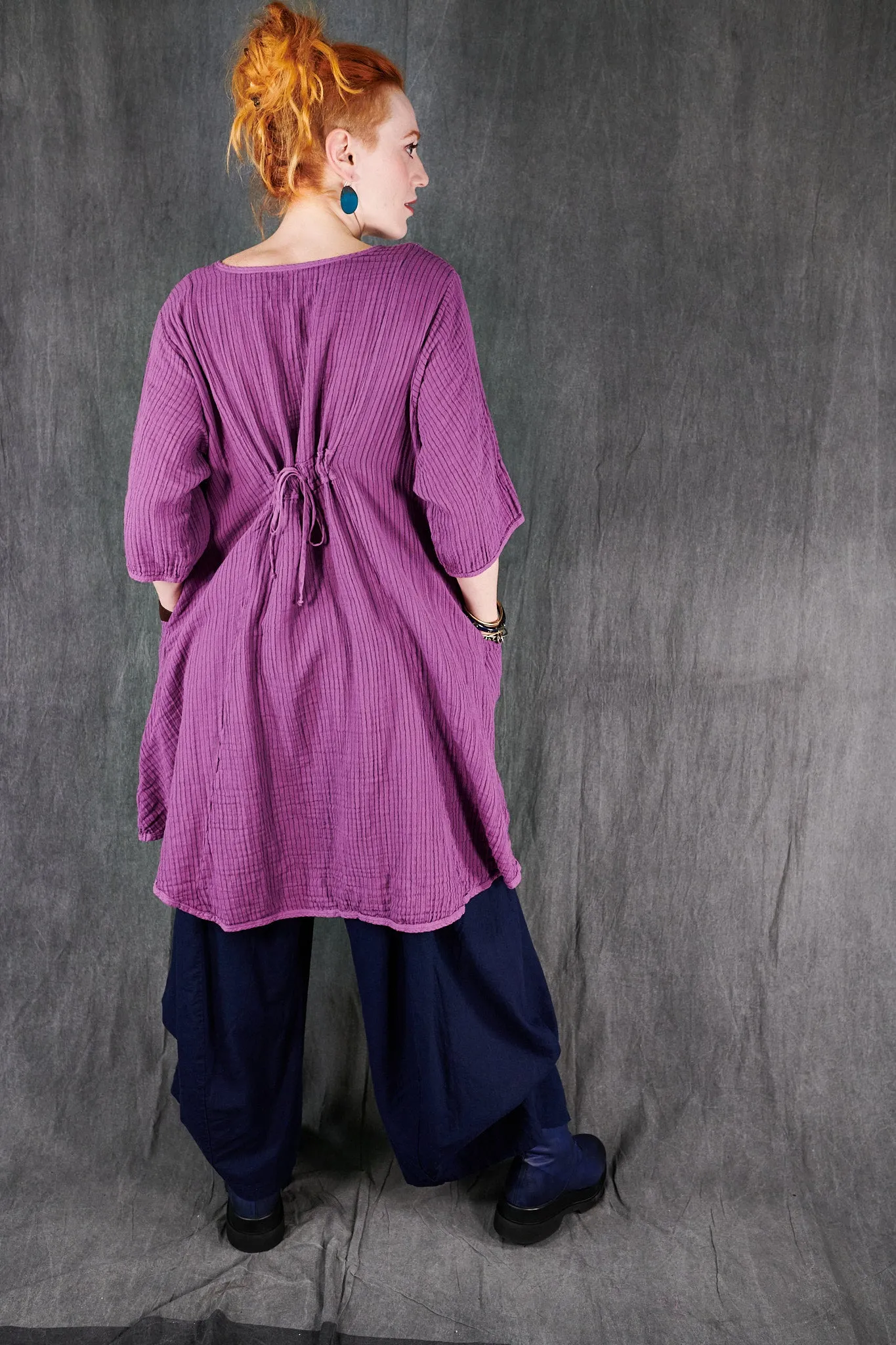 3243 Linen Billow Pant-Navy-U