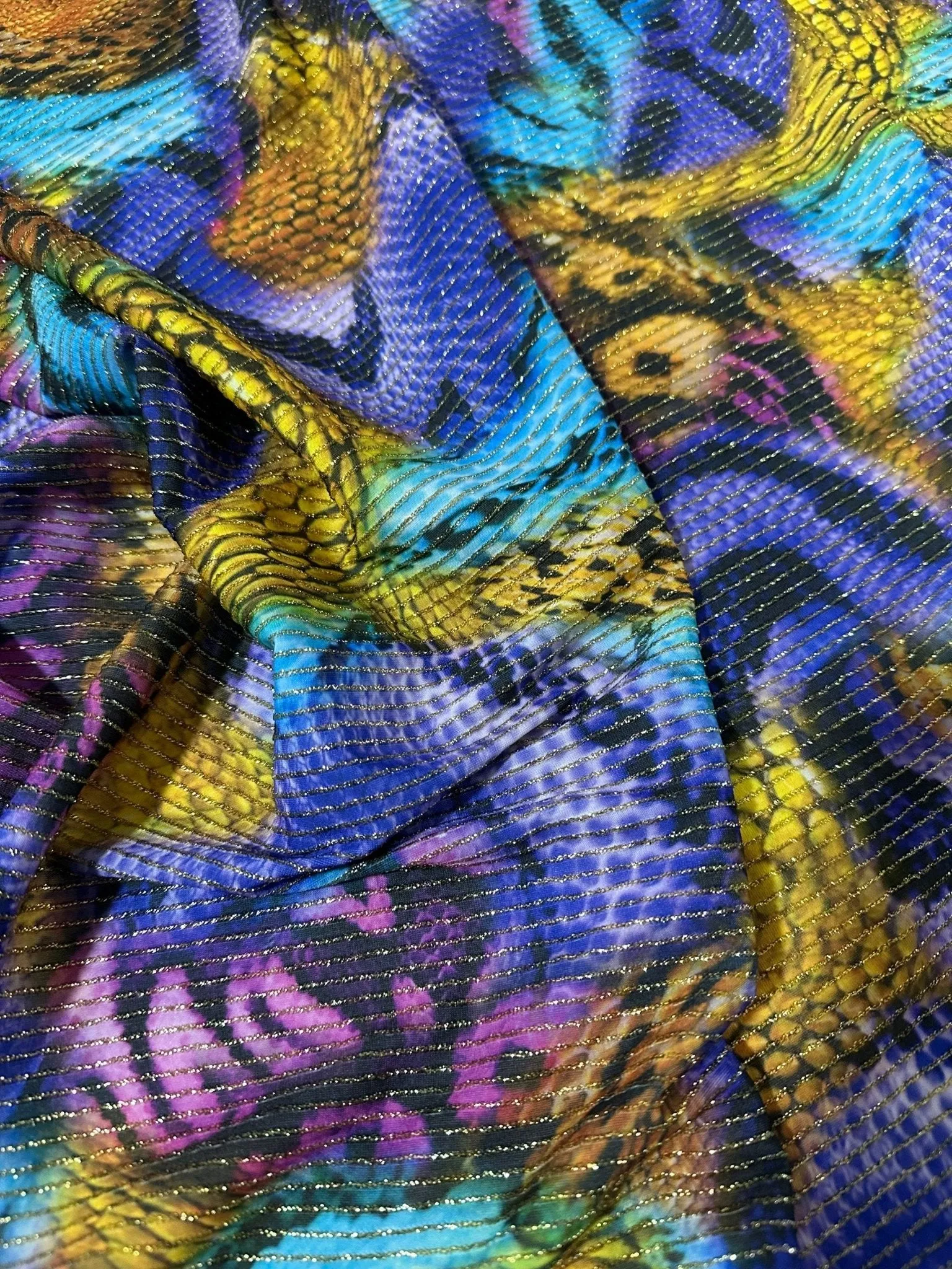 4-Way Stretch Shimmer Ottoman Fabric in Snake Skin Pattern