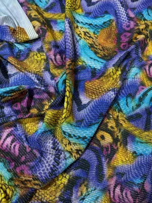 4-Way Stretch Shimmer Ottoman Fabric in Snake Skin Pattern