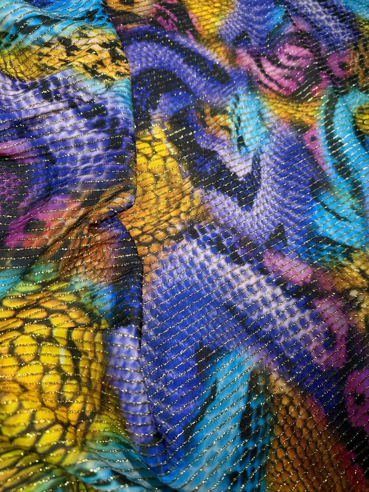 4-Way Stretch Shimmer Ottoman Fabric in Snake Skin Pattern