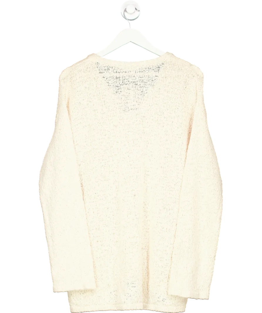 4th & Reckless Boucle Knit Scoop Neck Jumper In Cream UK 8