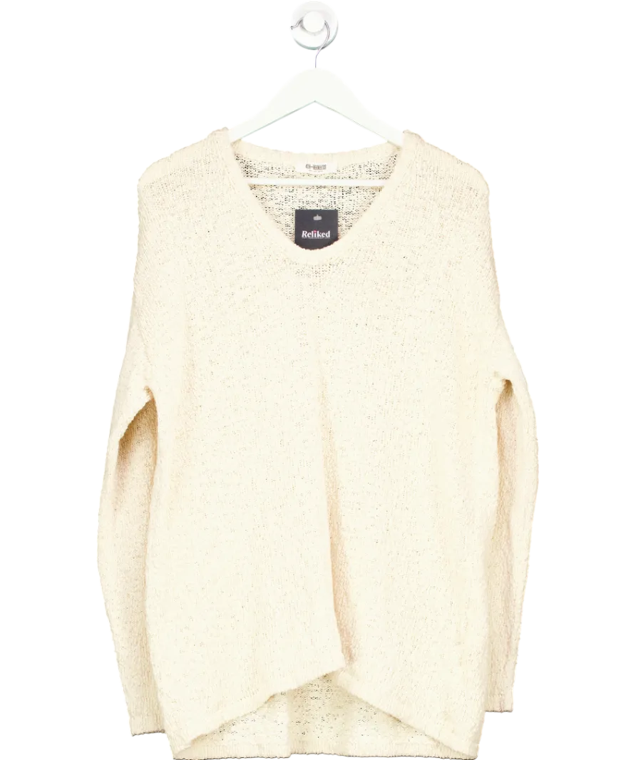 4th & Reckless Boucle Knit Scoop Neck Jumper In Cream UK 8