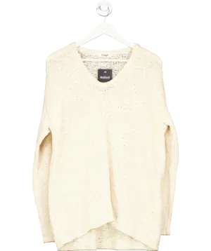 4th & Reckless Boucle Knit Scoop Neck Jumper In Cream UK 8
