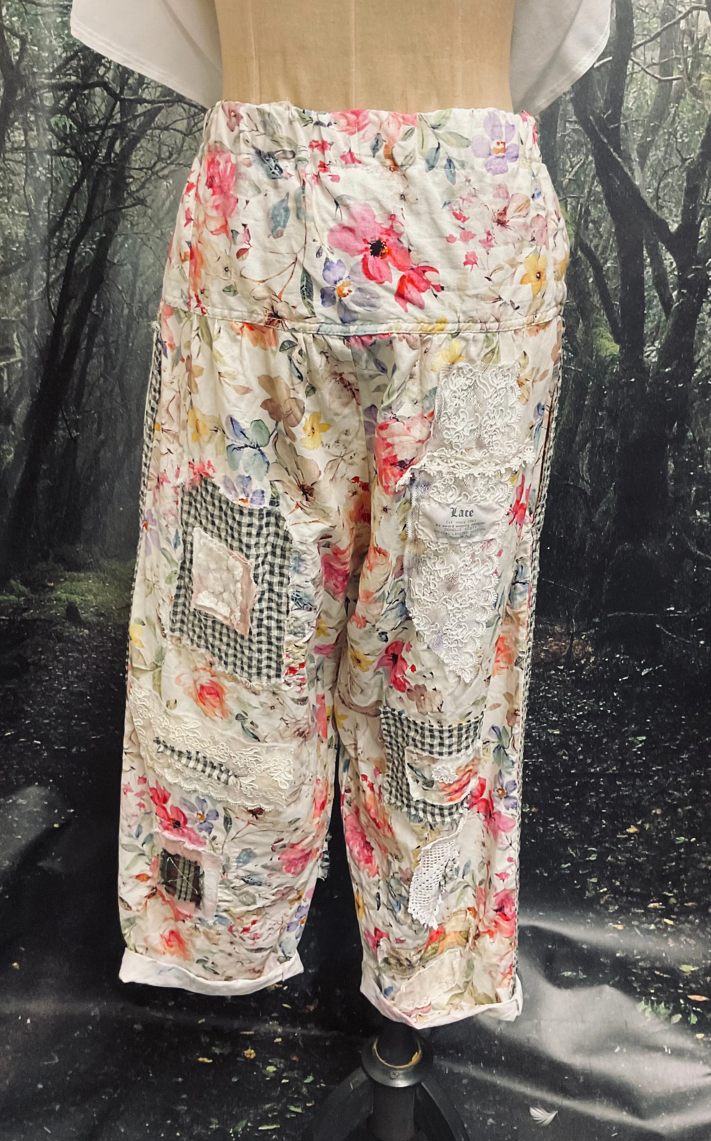 #5223 Floral Linen Patchwork Pants