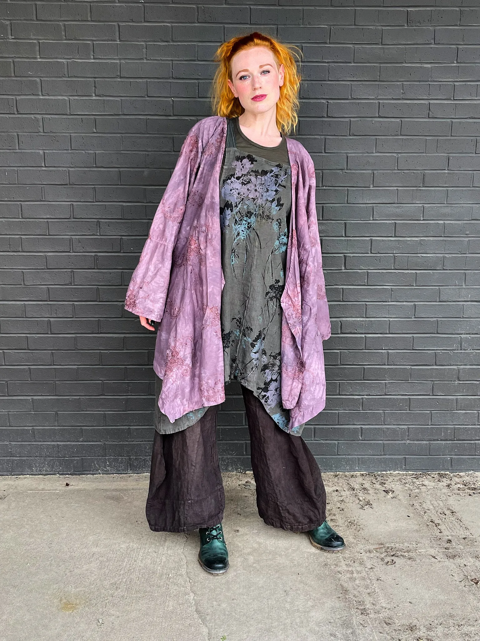 5263 Hand dyed Embroidered Kimono -Antique