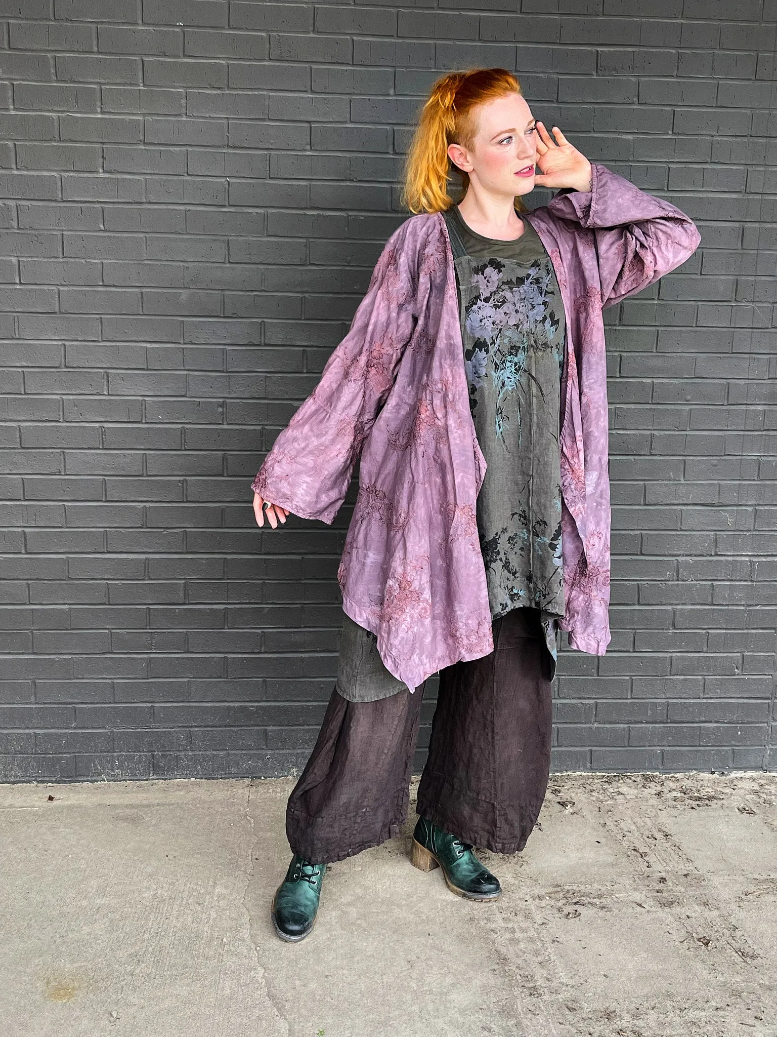 5263 Hand dyed Embroidered Kimono -Antique
