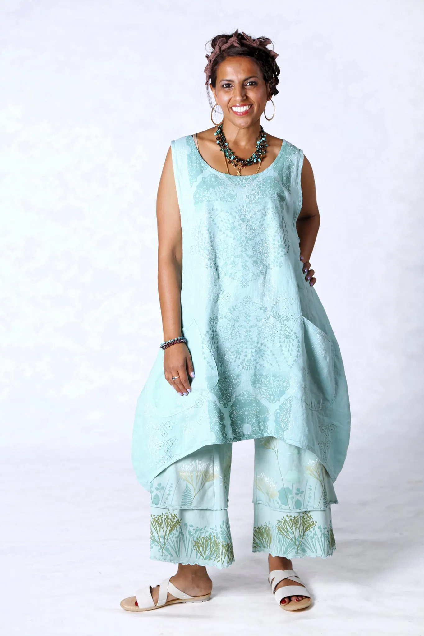 6182 Linen Pinafore Mint-P