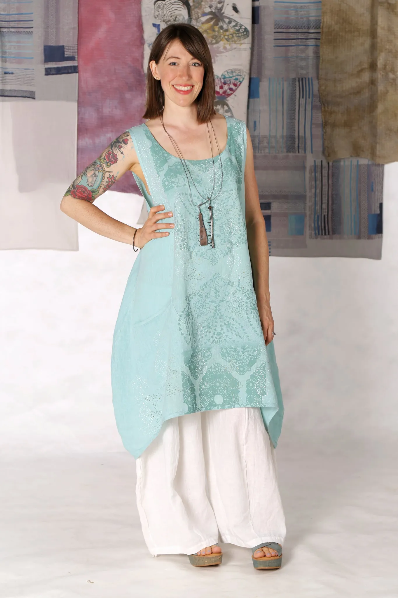 6182 Linen Pinafore Mint-P