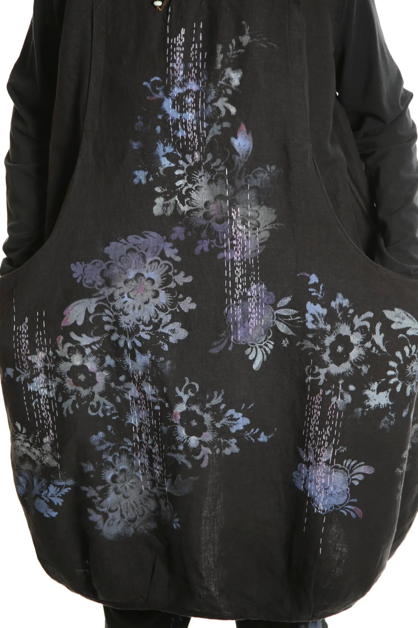 7205 Studio Dress Black - Printed -antique colorful floral