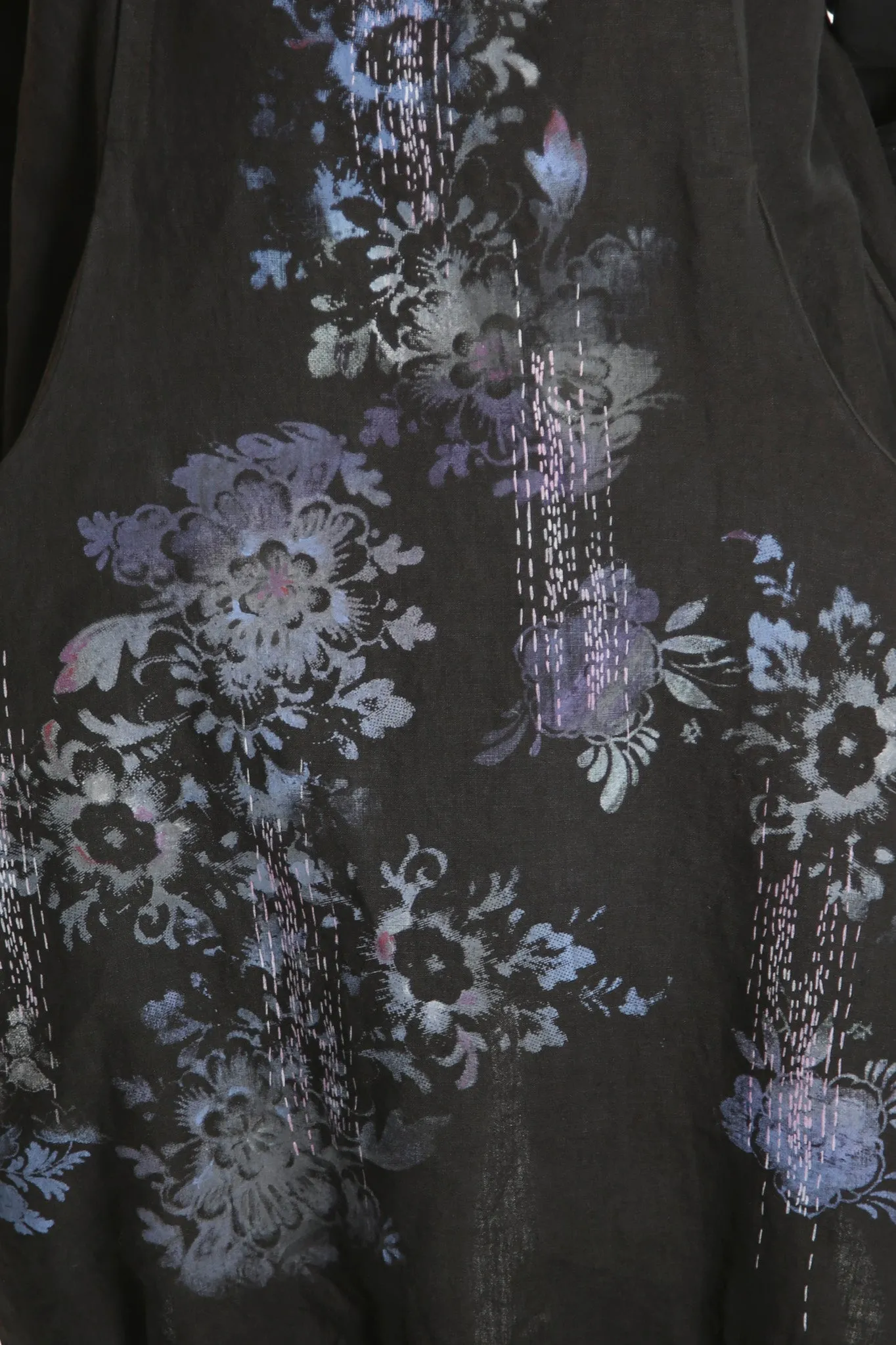 7205 Studio Dress Black - Printed -antique colorful floral