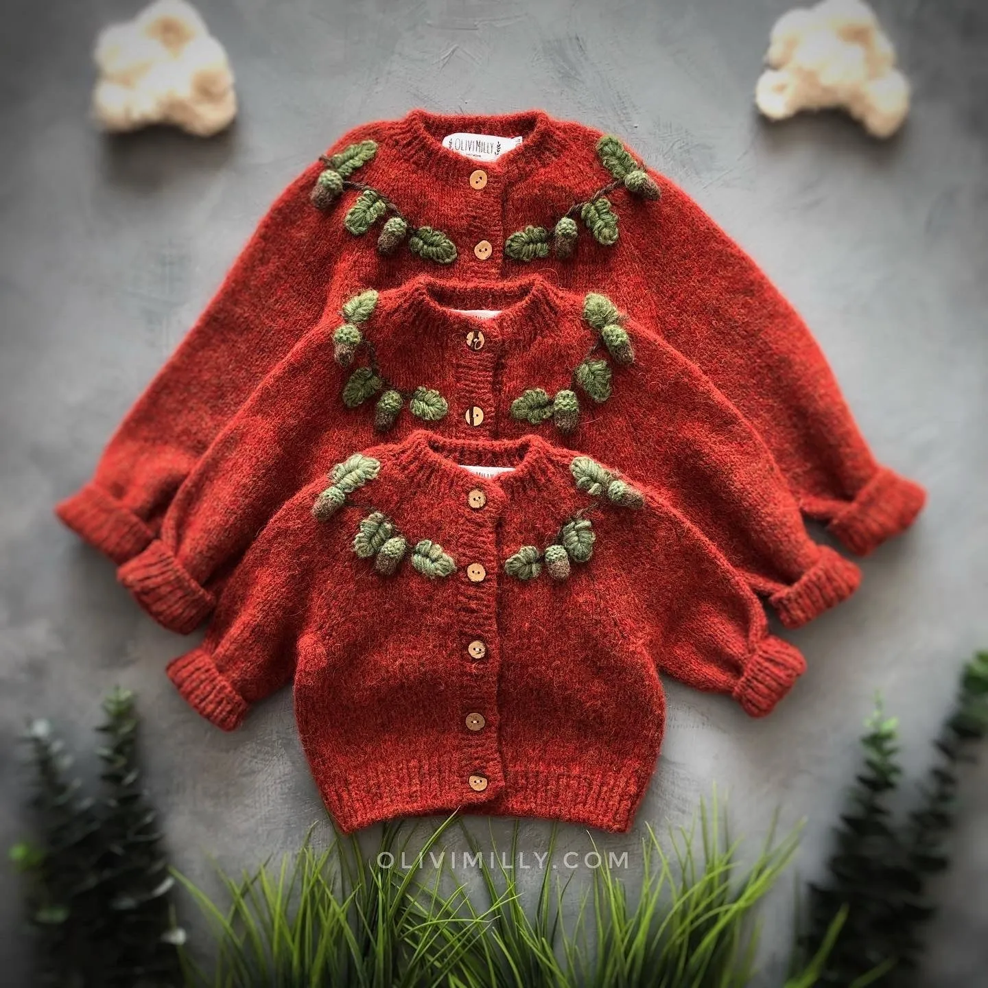 Acorns cardigan | Red-orange