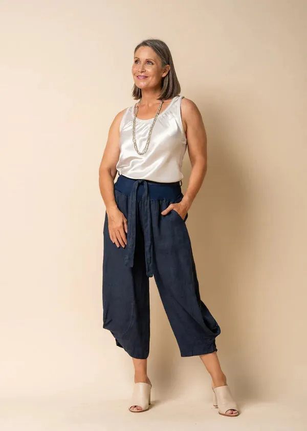 Addison Linen Pants - Navy
