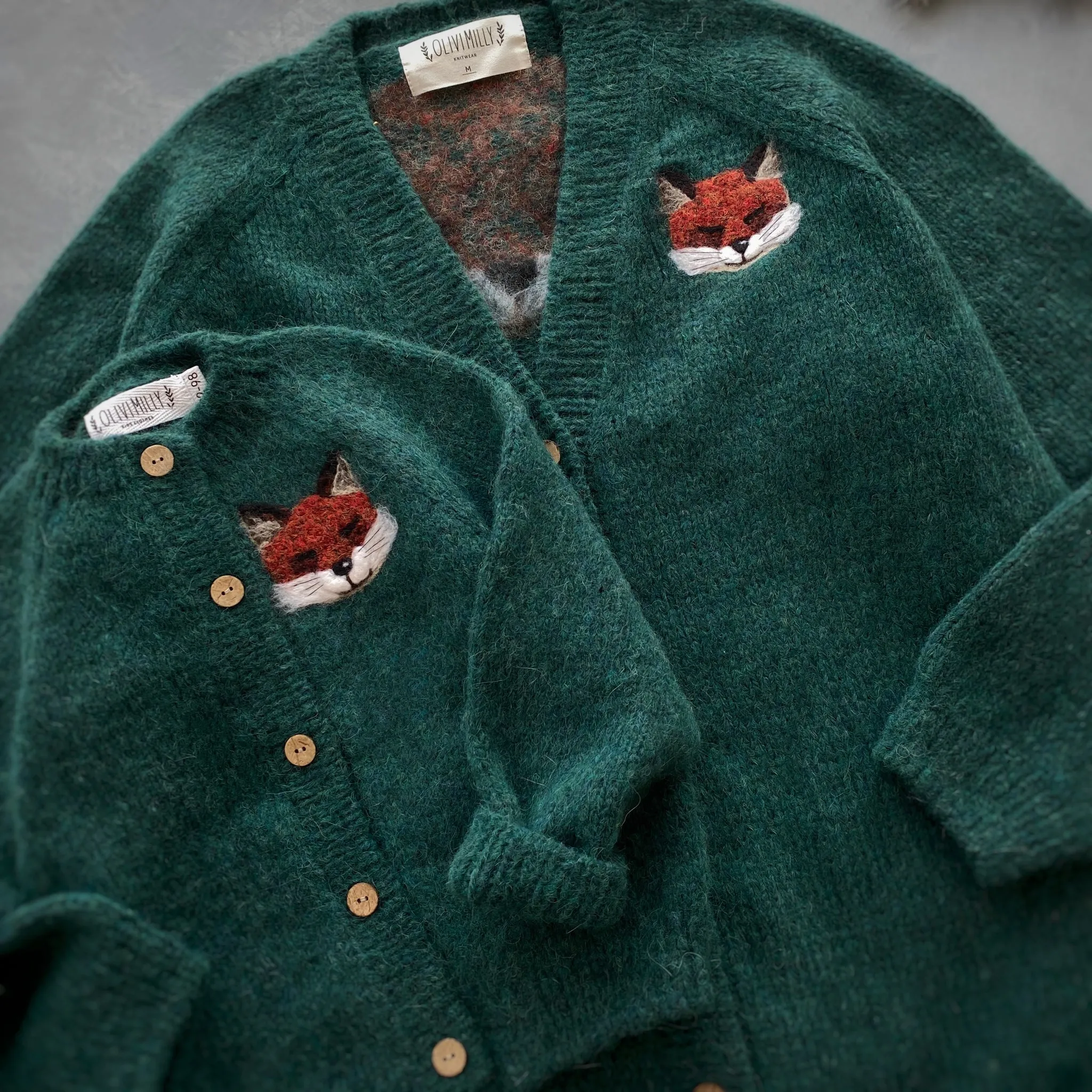 Adult Fox cardigan | Emerald