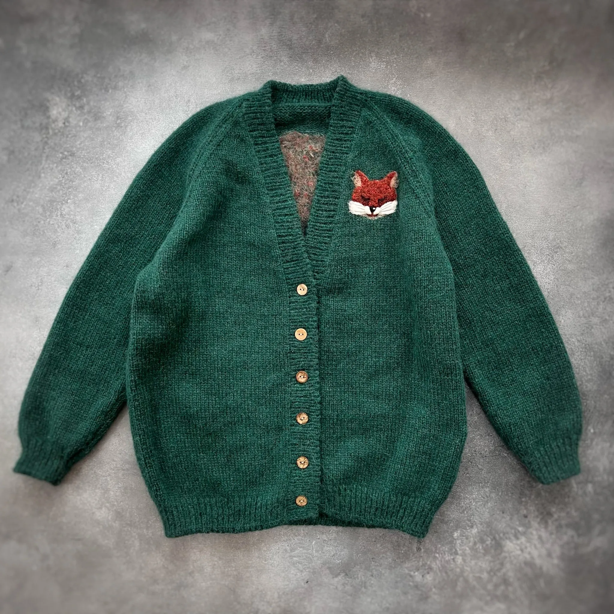 Adult Fox cardigan | Emerald