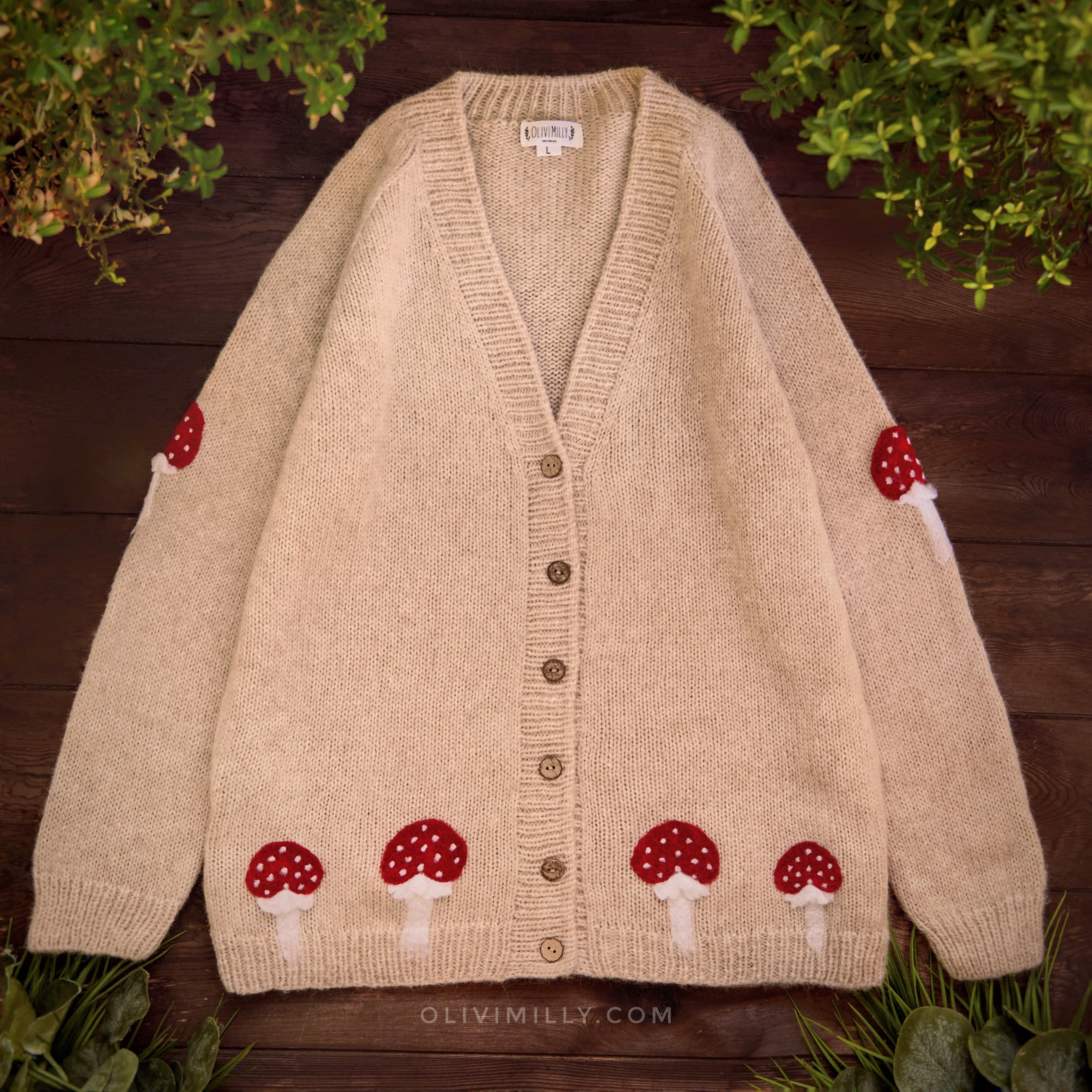Adult Mushrooms cardigan | wheat