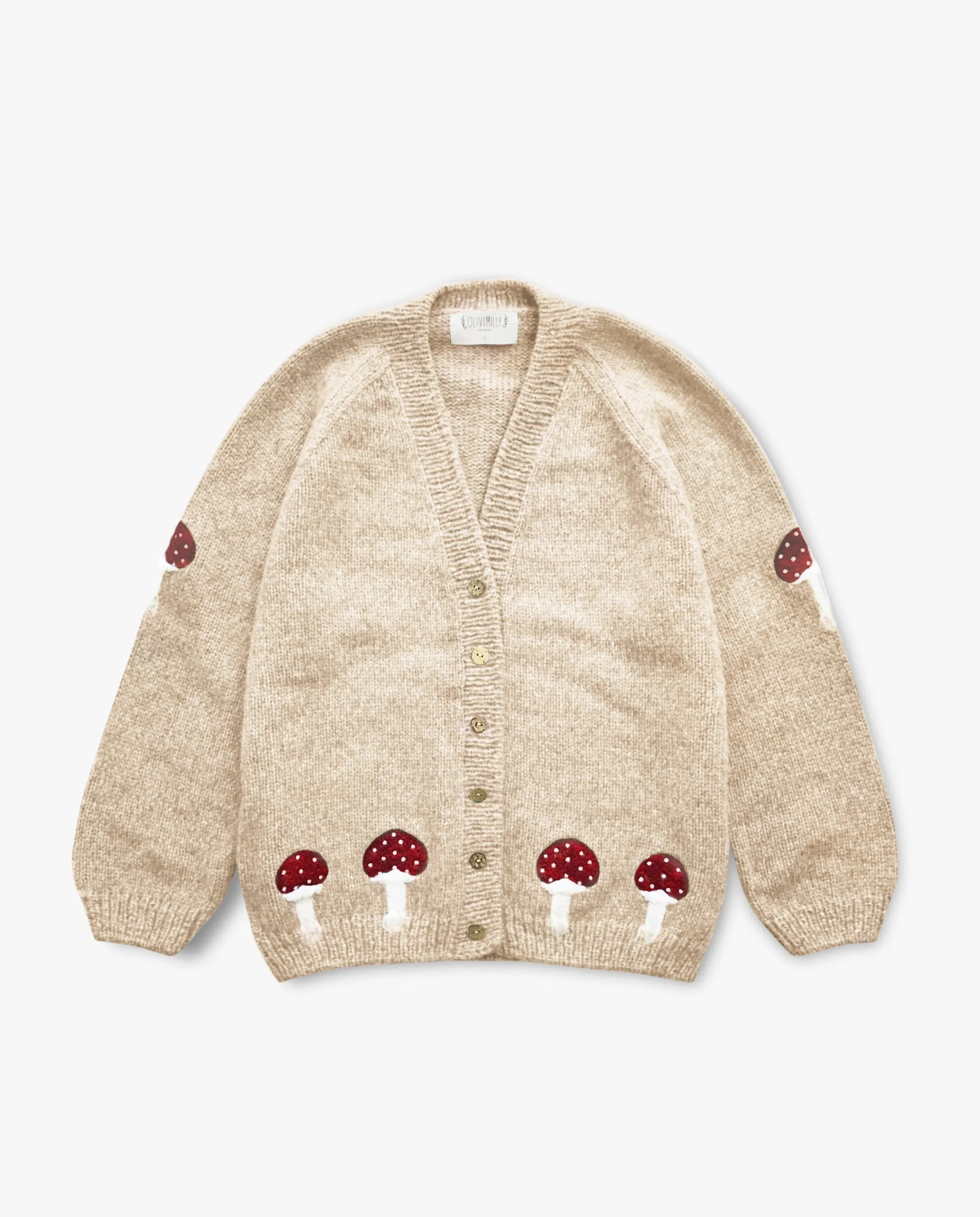 Adult Mushrooms cardigan | wheat