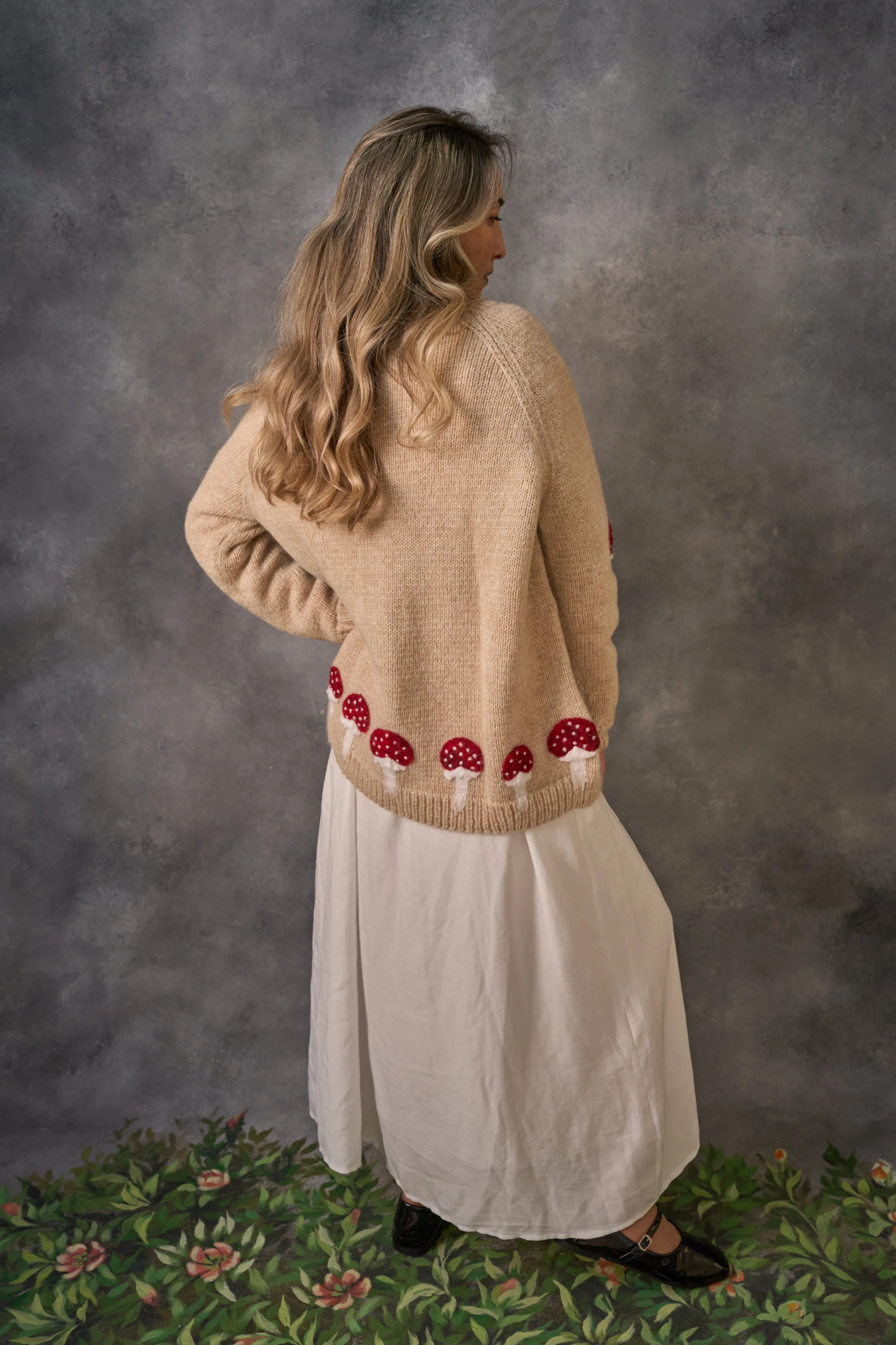 Adult Mushrooms cardigan | wheat
