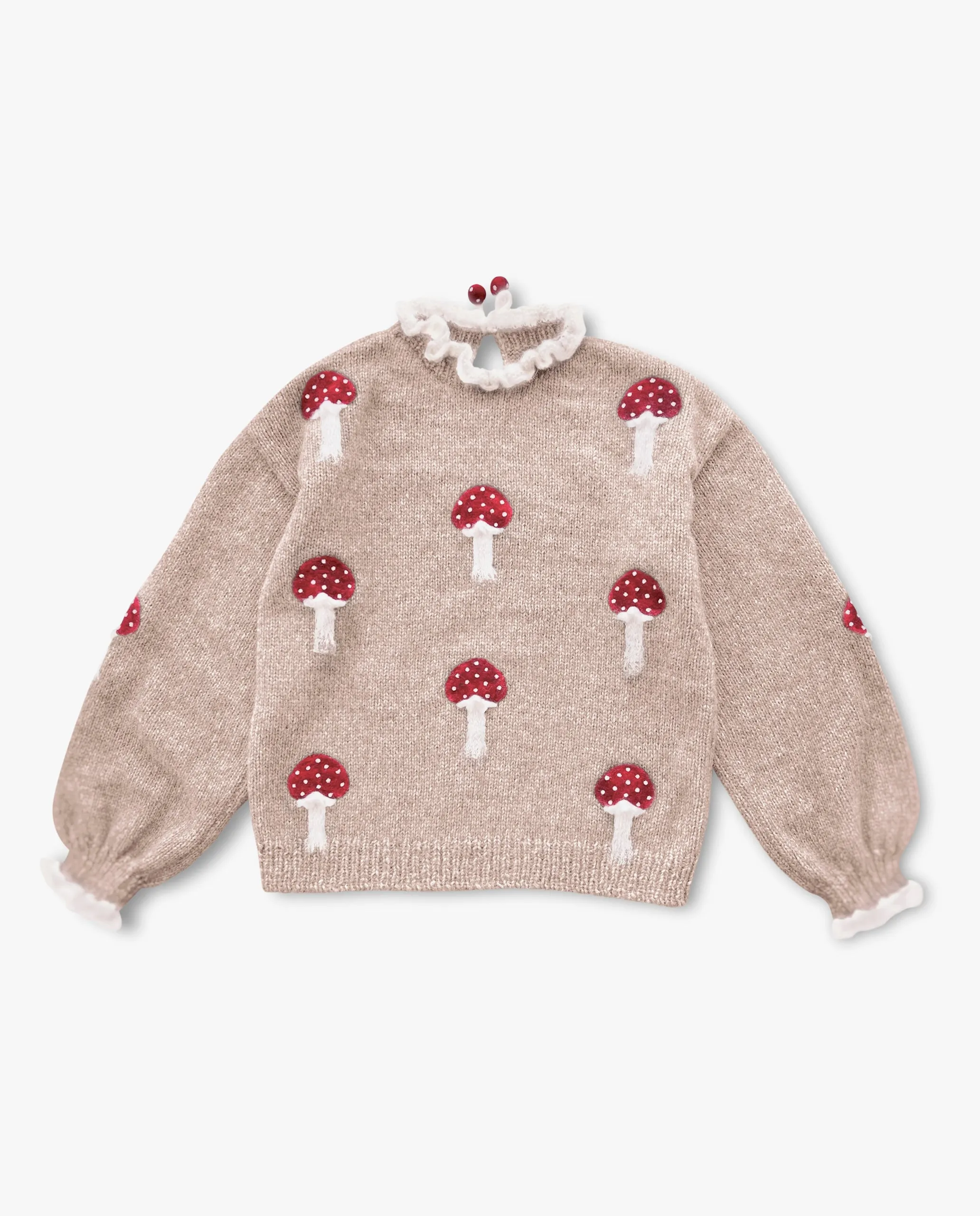 Adult Mushrooms pullover | wheat