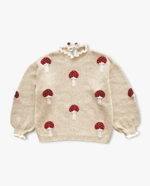 Adult Mushrooms pullover | wheat