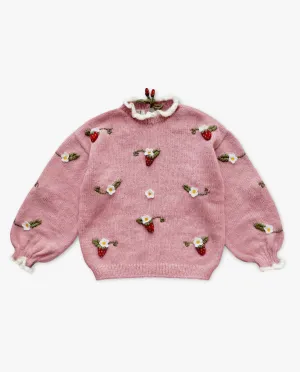 Adult Strawberries pullover | Powder Pink