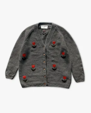 Adult Tulips cardigan | Dark Grey