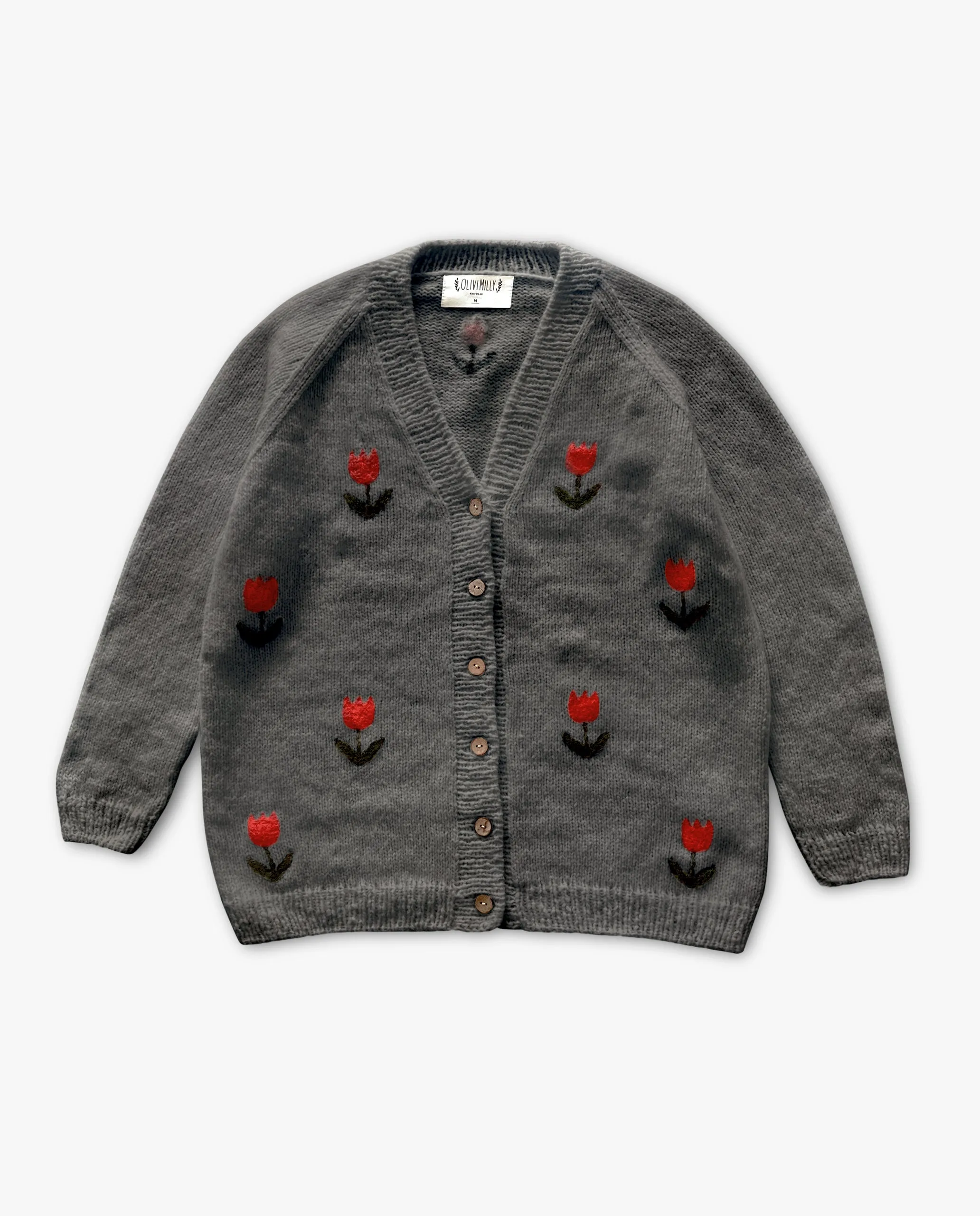 Adult Tulips cardigan | Dark Grey