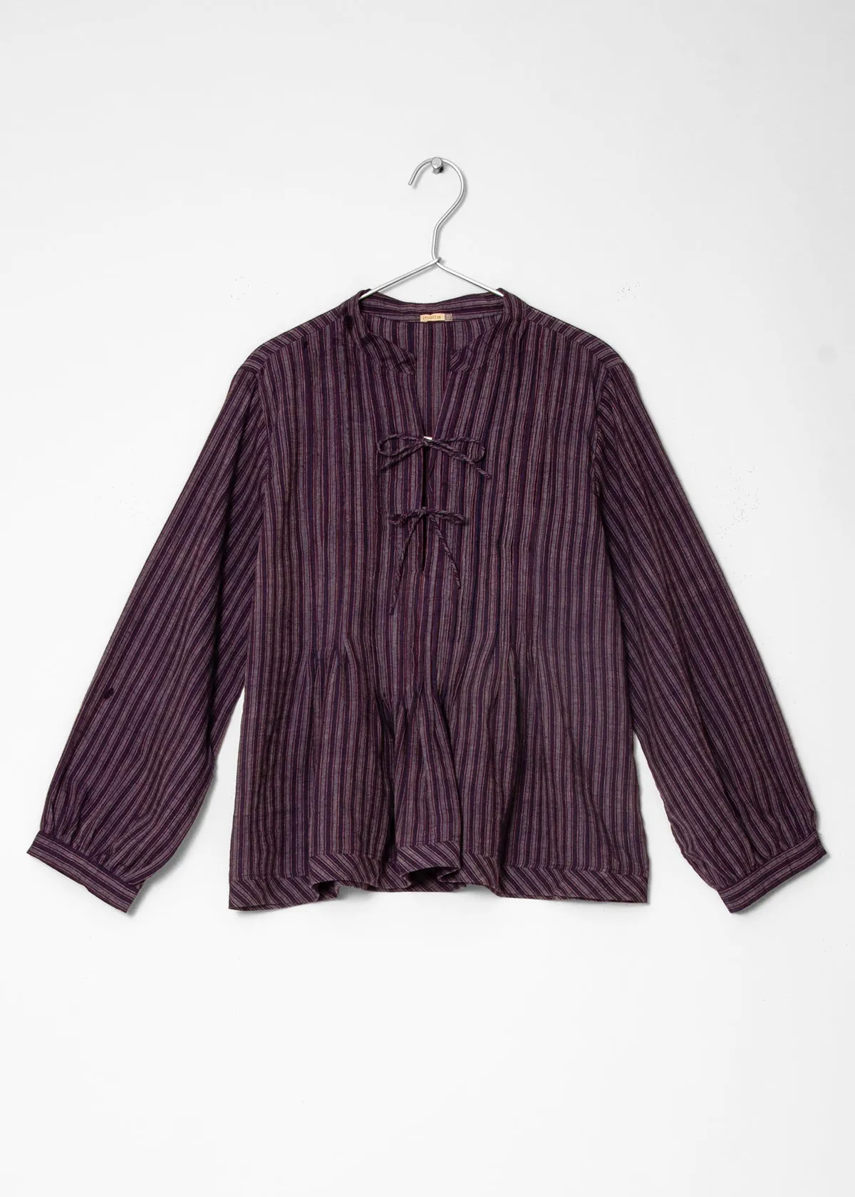 Alma Ticking Stripe Top - Blue/Maroon