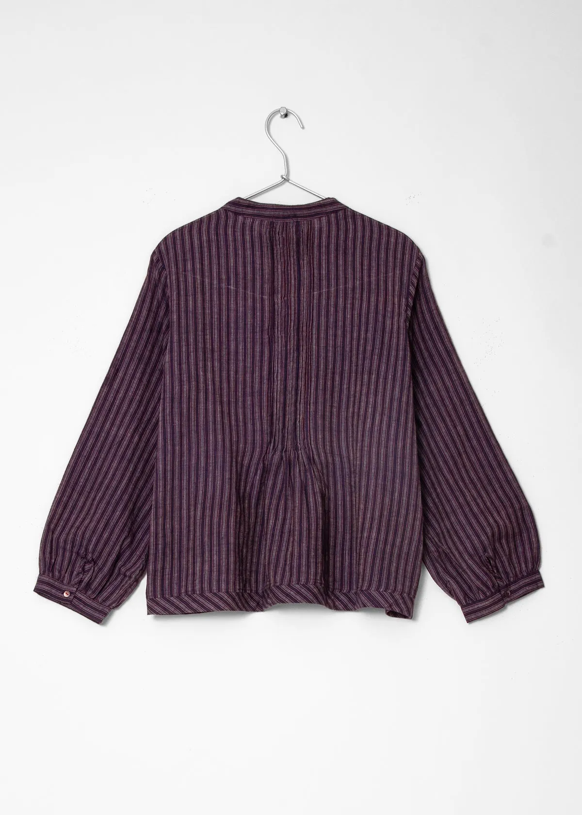 Alma Ticking Stripe Top - Blue/Maroon