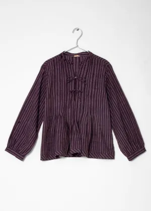 Alma Ticking Stripe Top - Blue/Maroon