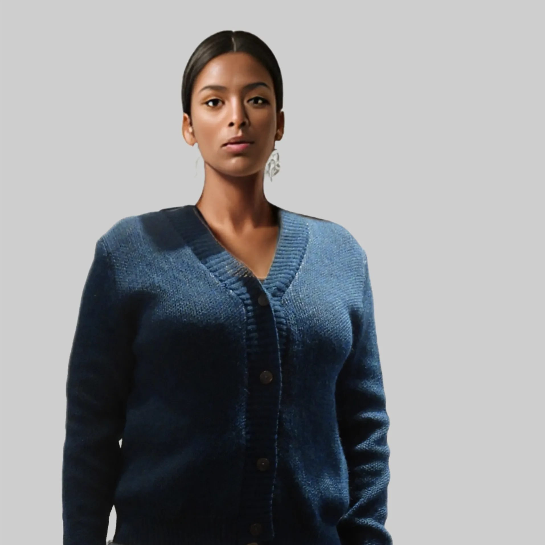 Alpaca Button-Down Cropped Cardigan