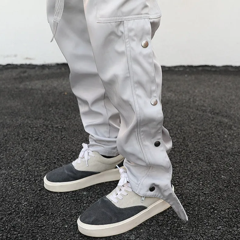 Ankle Snap Grey Cargo Pants- Low Rise Cargo Pants Mens