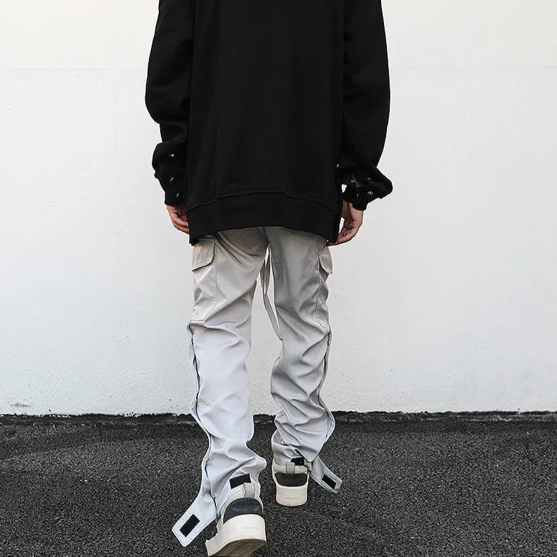 Ankle Snap Grey Cargo Pants- Low Rise Cargo Pants Mens