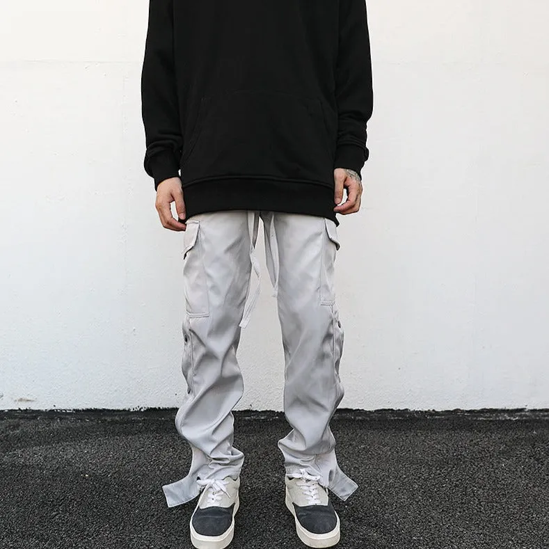 Ankle Snap Grey Cargo Pants- Low Rise Cargo Pants Mens