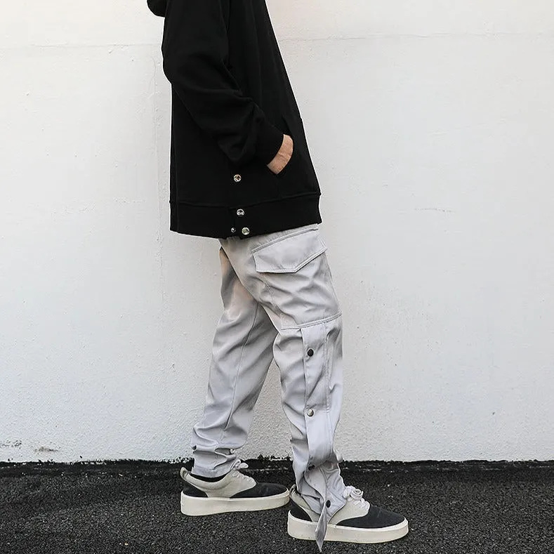 Ankle Snap Grey Cargo Pants- Low Rise Cargo Pants Mens