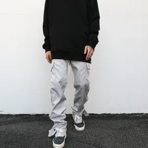 Ankle Snap Grey Cargo Pants- Low Rise Cargo Pants Mens