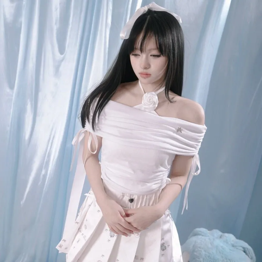 Aperture off-shoulder ribbon tops