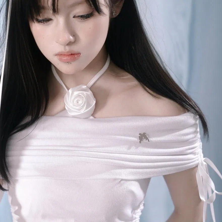Aperture off-shoulder ribbon tops