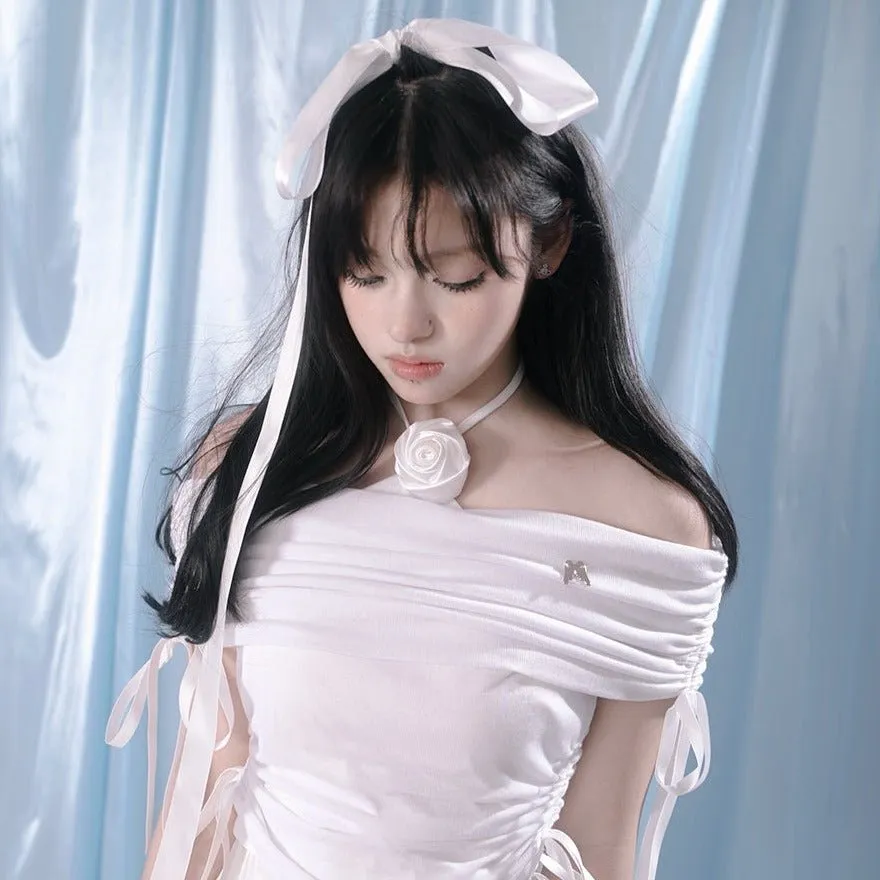 Aperture off-shoulder ribbon tops