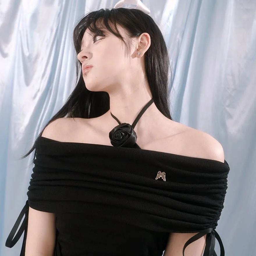 Aperture off-shoulder ribbon tops