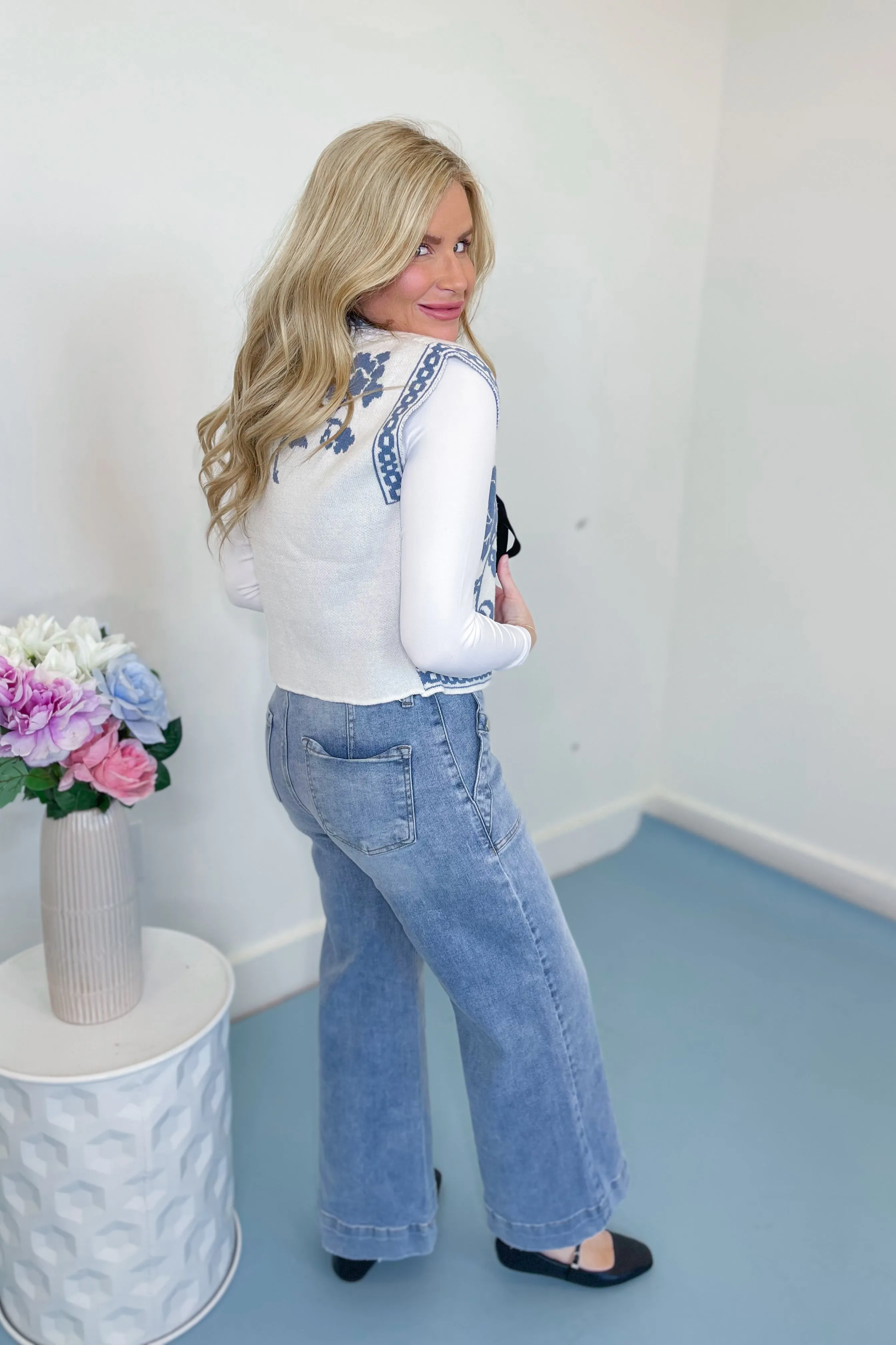 Ashley Floral Tie Front Sweater Vest *FINAL SALE*