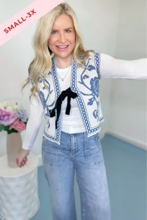 Ashley Floral Tie Front Sweater Vest *FINAL SALE*