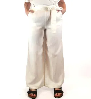 Assembly Label cream linen mix wide leg pants size 14 (best fits 12-small 14)