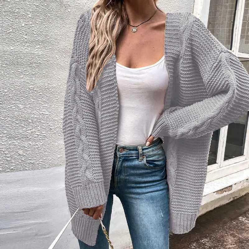 Astylish Womens Open Front Long Sleeve Chunky Knit Cardigan Sweaters Loose Outwear Coat K393