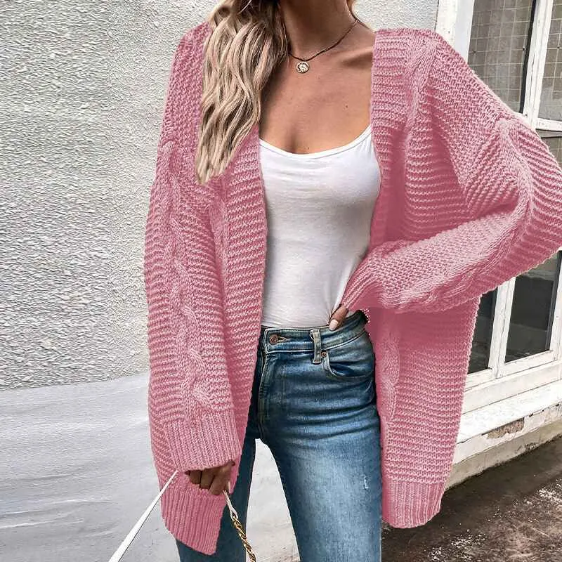 Astylish Womens Open Front Long Sleeve Chunky Knit Cardigan Sweaters Loose Outwear Coat K393
