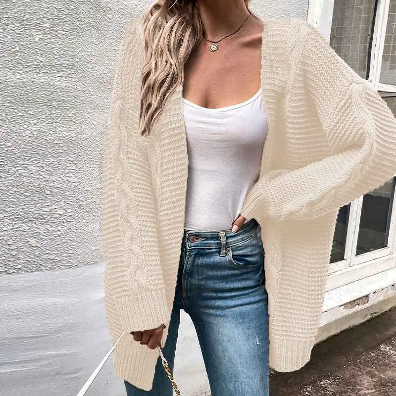 Astylish Womens Open Front Long Sleeve Chunky Knit Cardigan Sweaters Loose Outwear Coat K393