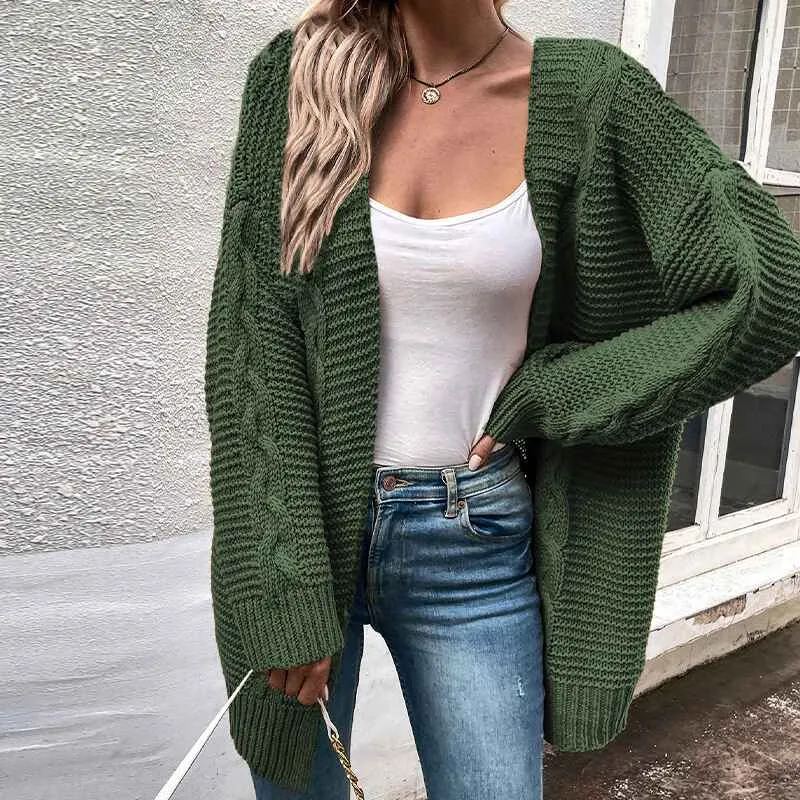 Astylish Womens Open Front Long Sleeve Chunky Knit Cardigan Sweaters Loose Outwear Coat K393
