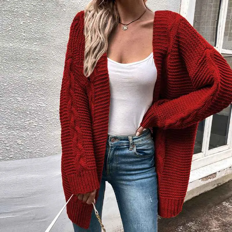 Astylish Womens Open Front Long Sleeve Chunky Knit Cardigan Sweaters Loose Outwear Coat K393