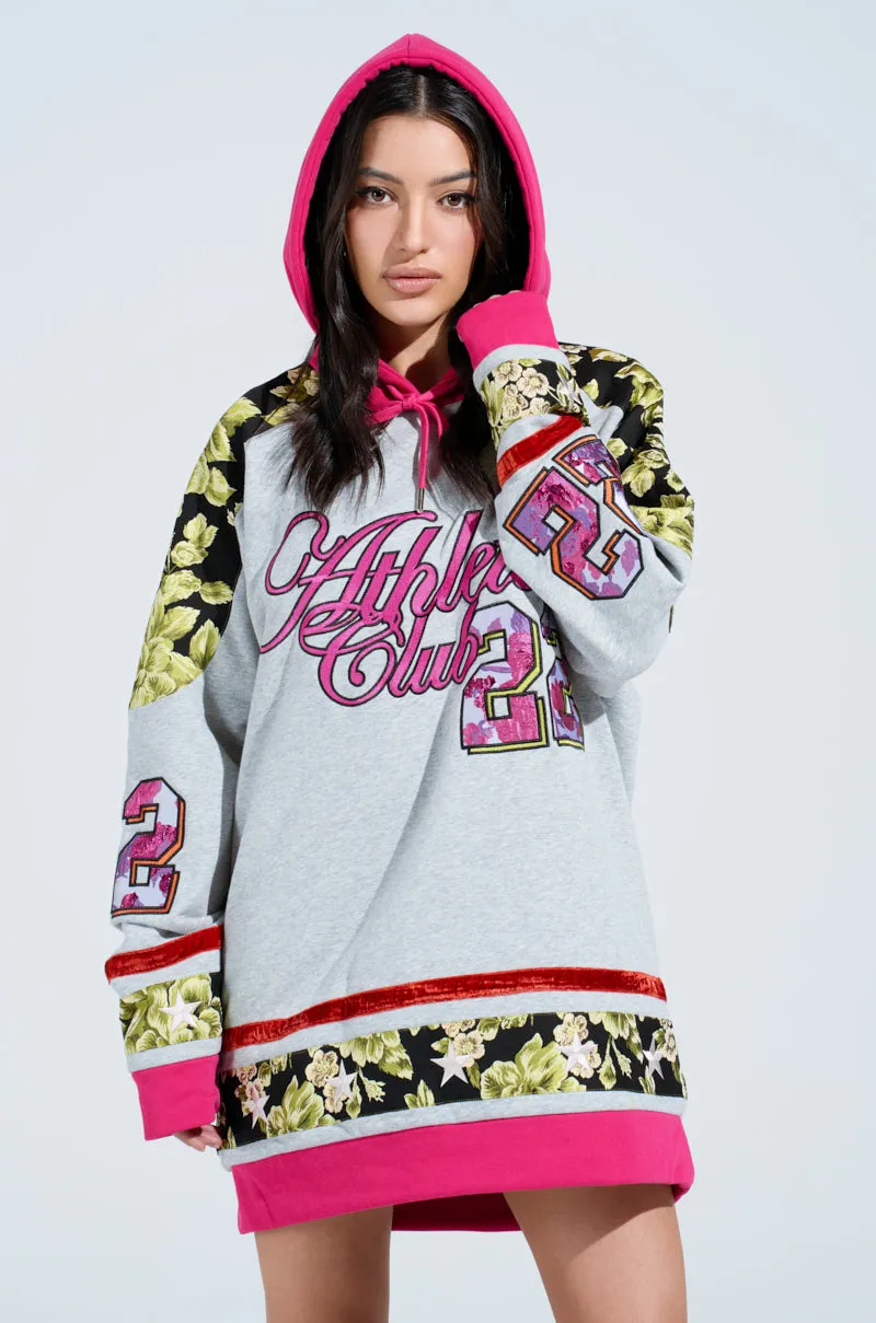ATHLETIC BROCADE SWEATSHIRT DRESS