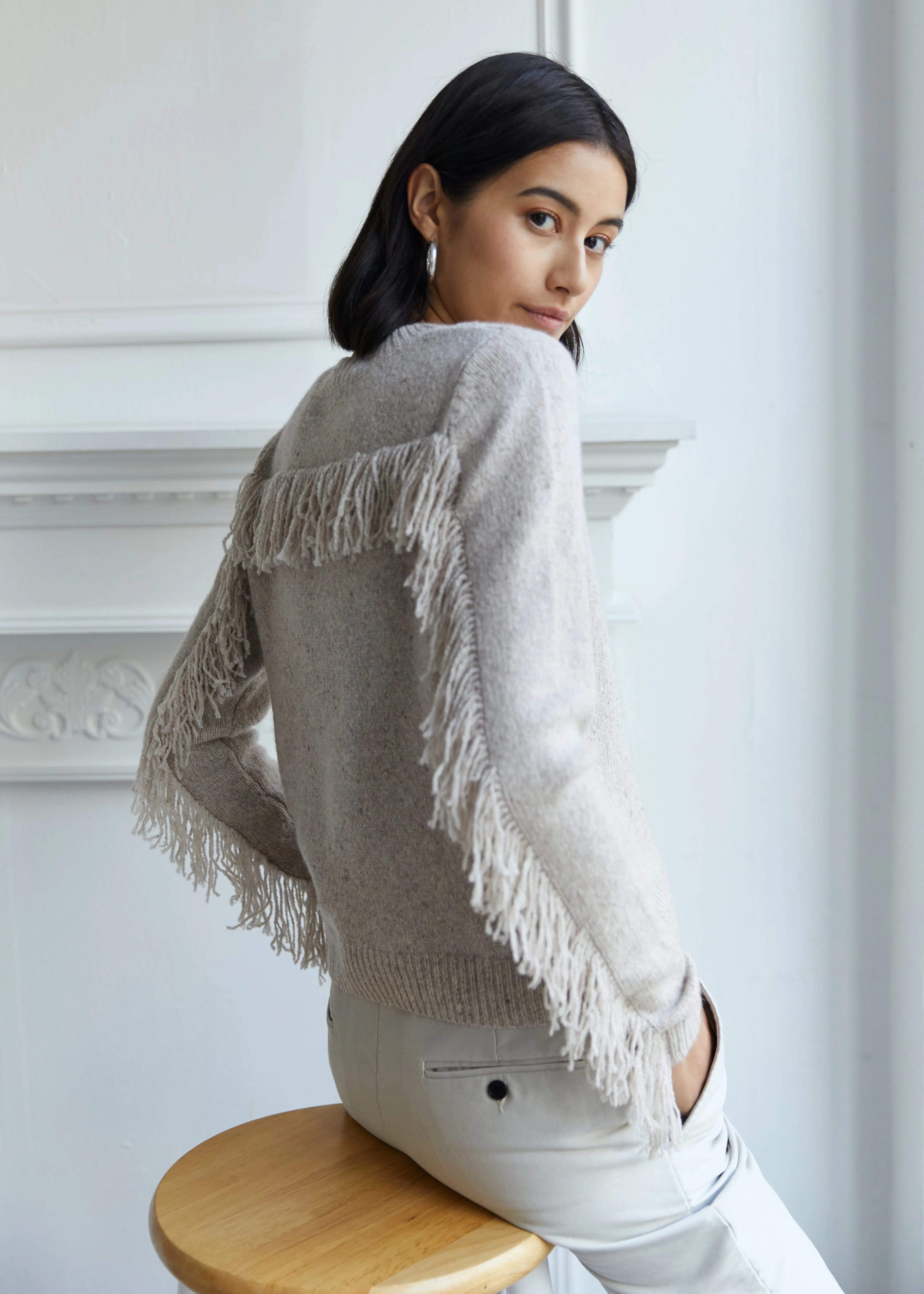Autumn Cashmere Fringed Crew